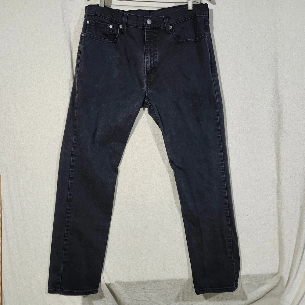 Levis 502 Regular Taper Mens Jeans Faded Black Denim W36 L32 Stretch 5-Pocket